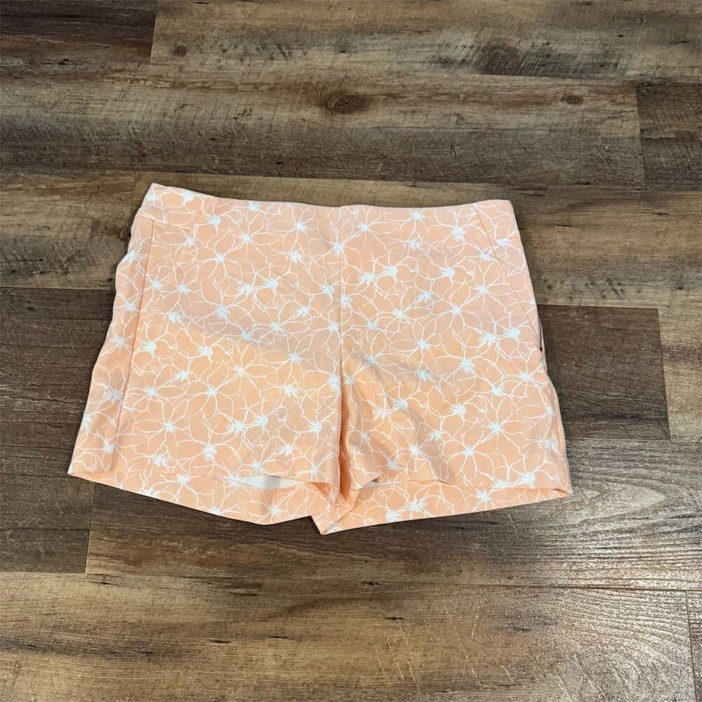 Banana Republic Floral Shorts Size 10 Peach Pink Easter Spring Preppy Side Zip